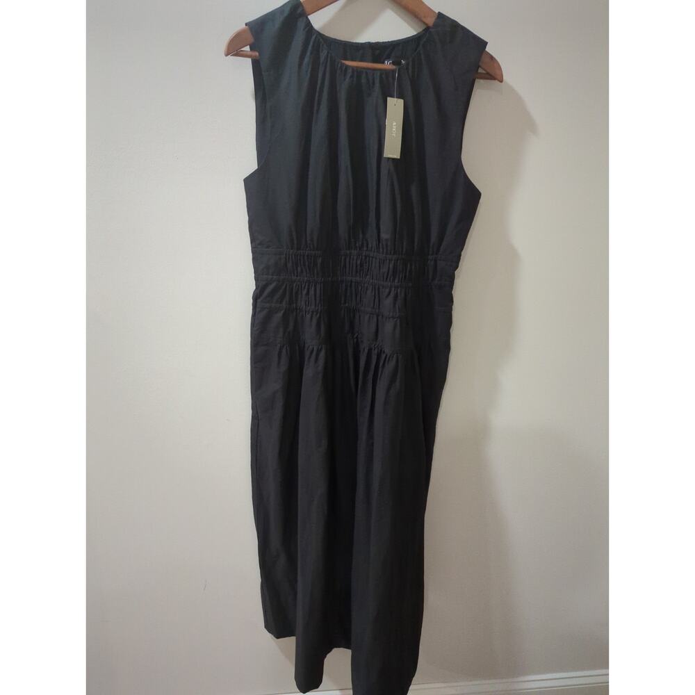 J Crew Black Cotton Poplin Midi Dress NWT - Picture 2 of 5